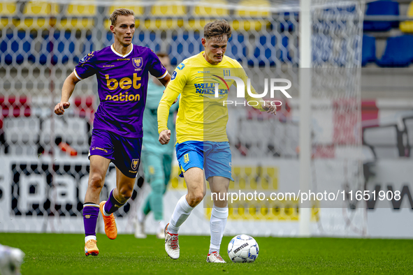 Go Ahead Eagles player Finn Stokkers and RKC player Luuk Wouters participate in the friendly match between RKC and Go Ahead Eagles at the Ma...