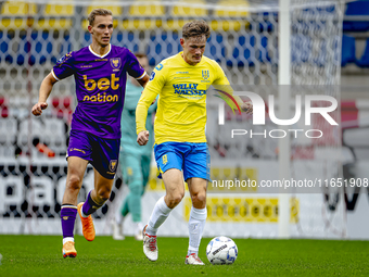 Go Ahead Eagles player Finn Stokkers and RKC player Luuk Wouters participate in the friendly match between RKC and Go Ahead Eagles at the Ma...