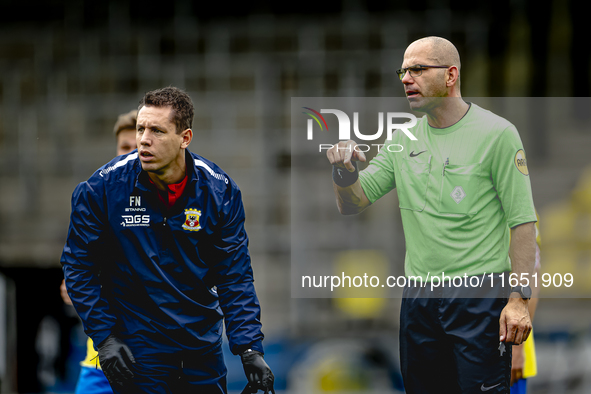 The referee officiates during the friendly match between RKC and Go Ahead Eagles at the Mandemakers Stadium for the Dutch Eredivisie season...