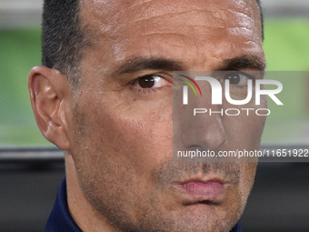 Lionel Scaloni, head coach of Argentina, stands before a World Cup Qualifiers match between Argentina and Paraguay at Estadio Mas Monumental...