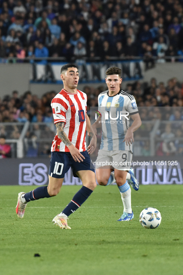 Argentina participates in a World Cup Qualifiers match against Paraguay at Estadio Mas Monumental Antonio Vespucio Liberti in Buenos Aires,...