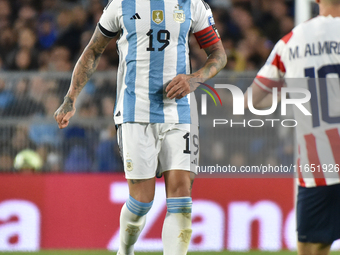 Nicolas Otamendi of Argentina participates in a World Cup Qualifiers match between Argentina and Paraguay at Estadio Mas Monumental Antonio...