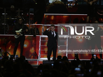 Singer Luis Miguel performs on stage during the Luis Miguel 2024 Tour at Arena CDMX in Mexico City, Mexico, on October 8, 2024. (