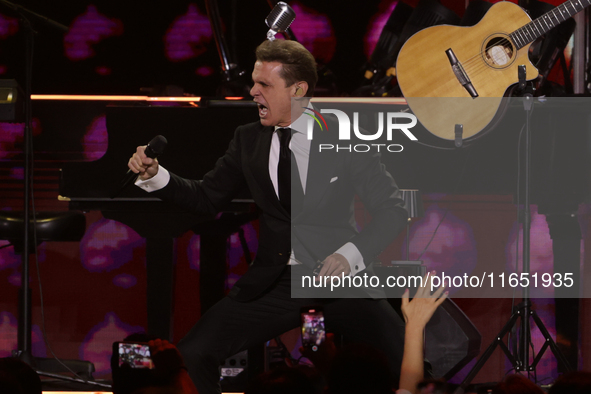 Singer Luis Miguel performs on stage during the Luis Miguel 2024 Tour at Arena CDMX in Mexico City, Mexico, on October 8, 2024. 