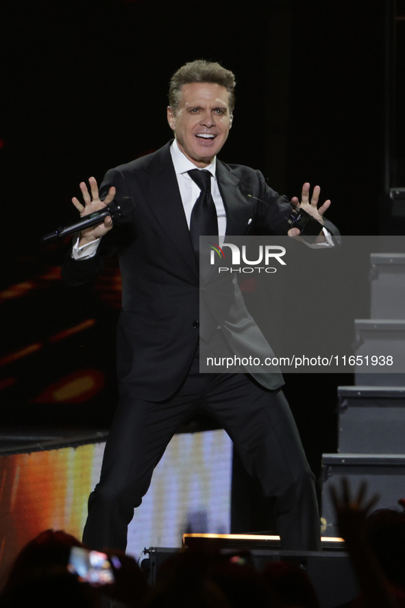 Singer Luis Miguel performs on stage during the Luis Miguel 2024 Tour at Arena CDMX in Mexico City, Mexico, on October 8, 2024. 