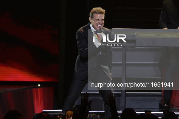 Singer Luis Miguel performs on stage during the Luis Miguel 2024 Tour at Arena CDMX in Mexico City, Mexico, on October 8, 2024. 