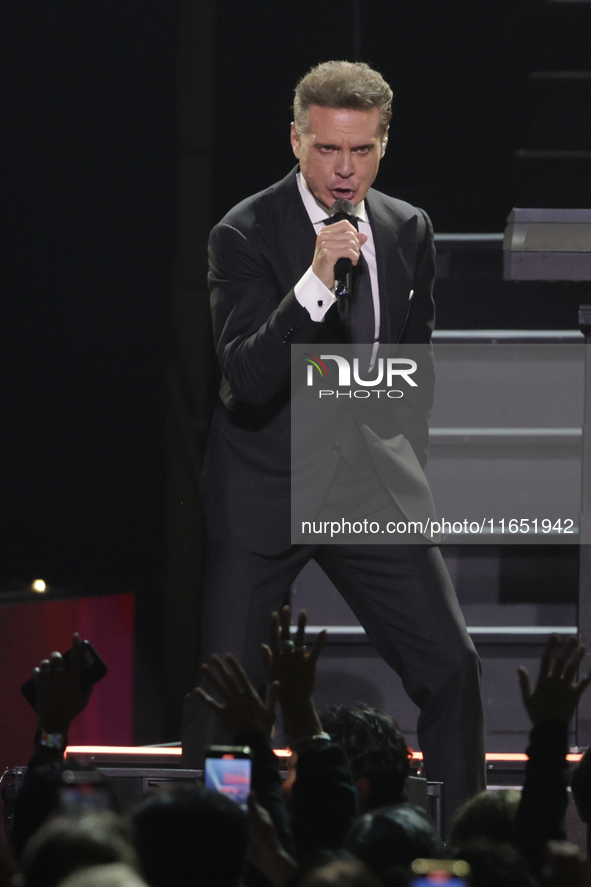 Singer Luis Miguel performs on stage during the Luis Miguel 2024 Tour at Arena CDMX in Mexico City, Mexico, on October 8, 2024. 