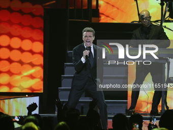 Singer Luis Miguel performs on stage during the Luis Miguel 2024 Tour at Arena CDMX in Mexico City, Mexico, on October 8, 2024. (