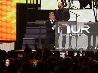 Singer Luis Miguel performs on stage during the Luis Miguel 2024 Tour at Arena CDMX in Mexico City, Mexico, on October 8, 2024. (