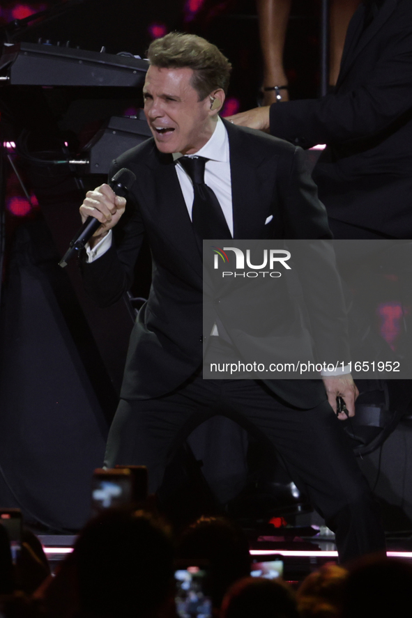 Singer Luis Miguel performs on stage during the Luis Miguel 2024 Tour at Arena CDMX in Mexico City, Mexico, on October 8, 2024. 