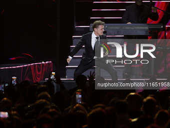 Singer Luis Miguel performs on stage during the Luis Miguel 2024 Tour at Arena CDMX in Mexico City, Mexico, on October 8, 2024. (