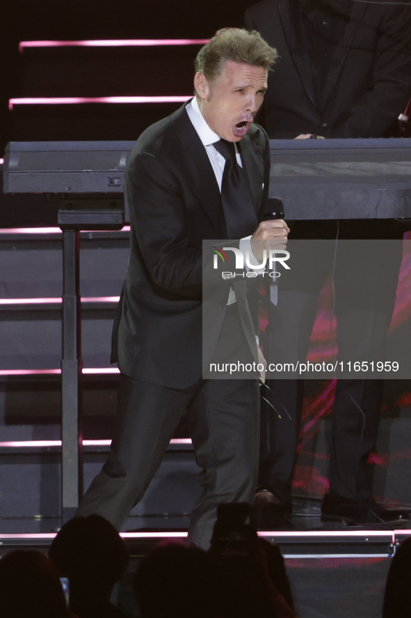 Singer Luis Miguel performs on stage during the Luis Miguel 2024 Tour at Arena CDMX in Mexico City, Mexico, on October 8, 2024. 