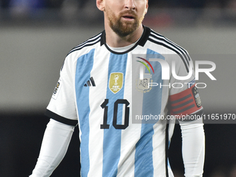 Lionel Messi of Argentina participates in a World Cup Qualifiers match between Argentina and Ecuador at Estadio Mas Monumental Antonio Vespu...