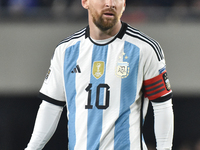 Lionel Messi of Argentina participates in a World Cup Qualifiers match between Argentina and Ecuador at Estadio Mas Monumental Antonio Vespu...