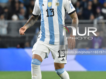 Cristian Romero of Argentina participates in a World Cup Qualifiers match between Argentina and Ecuador at Estadio Mas Monumental Antonio Ve...