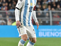 Lionel Messi of Argentina participates in a World Cup Qualifiers match between Argentina and Ecuador at Estadio Mas Monumental Antonio Vespu...