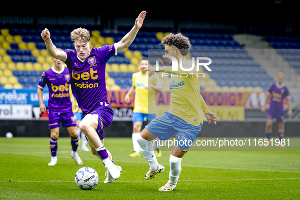 Go Ahead Eagles player Robbin Weijenberg and RKC player Ilias Takidine participate in the friendly match between RKC and Go Ahead Eagles at...