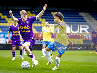 Go Ahead Eagles player Robbin Weijenberg and RKC player Ilias Takidine participate in the friendly match between RKC and Go Ahead Eagles at...