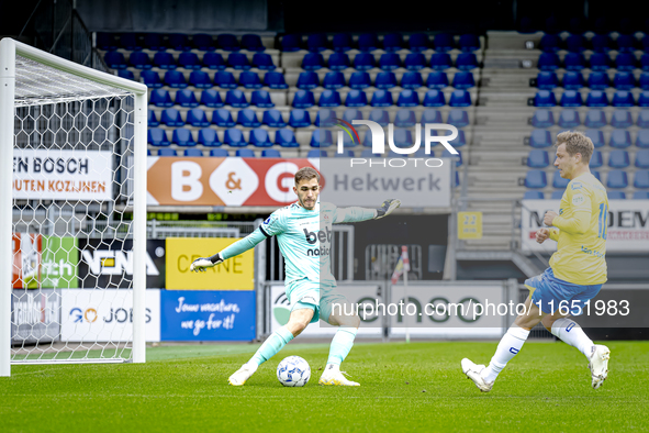 Go Ahead Eagles goalkeeper Jari de Busse and RKC player Reuven Niemeijer participate in the friendly match between RKC and Go Ahead Eagles a...