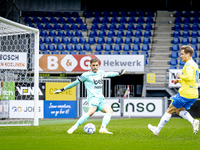 Go Ahead Eagles goalkeeper Jari de Busse and RKC player Reuven Niemeijer participate in the friendly match between RKC and Go Ahead Eagles a...