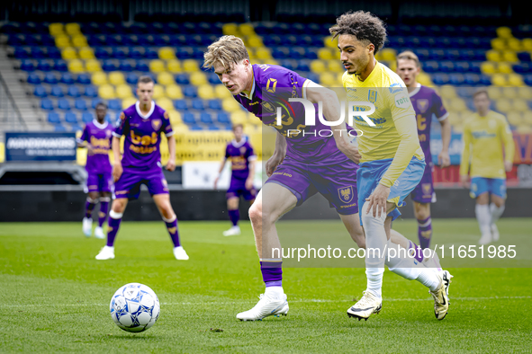 Go Ahead Eagles player Robbin Weijenberg and RKC player Ilias Takidine participate in the friendly match between RKC and Go Ahead Eagles at...