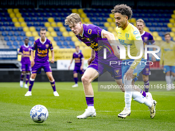 Go Ahead Eagles player Robbin Weijenberg and RKC player Ilias Takidine participate in the friendly match between RKC and Go Ahead Eagles at...