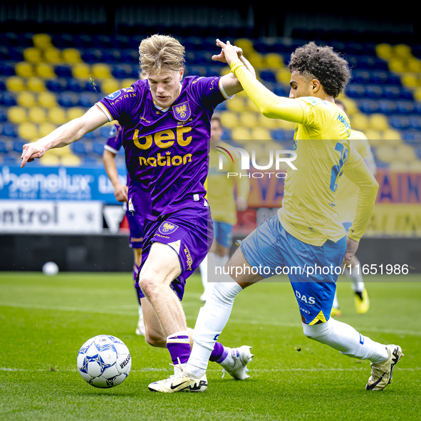 Go Ahead Eagles player Robbin Weijenberg and RKC player Ilias Takidine participate in the friendly match between RKC and Go Ahead Eagles at...