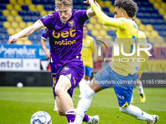 Go Ahead Eagles player Robbin Weijenberg and RKC player Ilias Takidine participate in the friendly match between RKC and Go Ahead Eagles at...