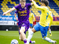 Go Ahead Eagles player Robbin Weijenberg and RKC player Ilias Takidine participate in the friendly match between RKC and Go Ahead Eagles at...