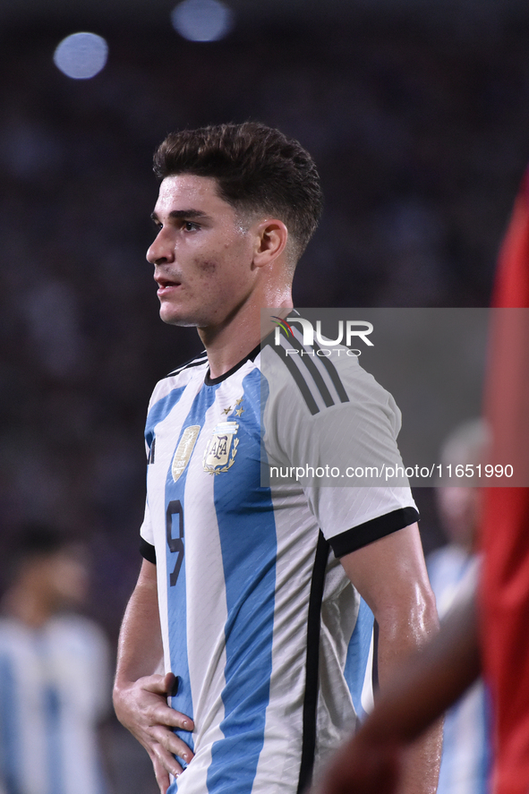 Julian Alvarez of Argentina participates in an International Friendly match between Argentina and Panama at Estadio Mas Monumental Antonio V...