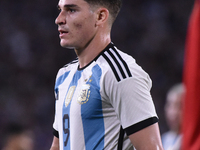 Julian Alvarez of Argentina participates in an International Friendly match between Argentina and Panama at Estadio Mas Monumental Antonio V...