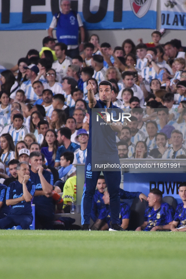 Lionel Scaloni, head coach of Argentina, participates in an International Friendly match between Argentina and Panama at Estadio Mas Monumen...