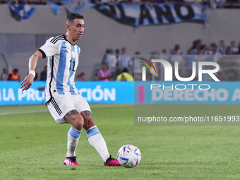 Angel Di Maria of Argentina participates in an International Friendly match between Argentina and Panama at Estadio Mas Monumental Antonio V...