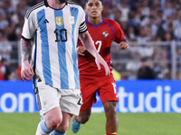 Lionel Messi of Argentina participates in an International Friendly match between Argentina and Panama at Estadio Mas Monumental Antonio Ves...