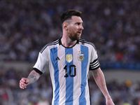 Lionel Messi of Argentina participates in an International Friendly match between Argentina and Panama at Estadio Mas Monumental Antonio Ves...