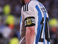 Lionel Messi, captain of Argentina, participates in an International Friendly match between Argentina and Panama at Estadio Mas Monumental A...