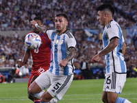 Leandro Paredes and Thiago Almada of Argentina participate in an International Friendly match between Argentina and Panama at Estadio Mas Mo...