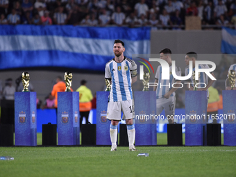 Lionel Messi and his teammates celebrate the World Champions title after an International Friendly match between Argentina and Panama at Est...