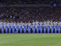 Argentina's players celebrate the World Champions title after an International Friendly match between Argentina and Panama at Estadio Mas Mo...