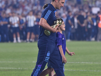 Lionel Scaloni, head coach of Argentina, celebrates the World Champions title after an International Friendly match between Argentina and Pa...