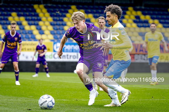 Go Ahead Eagles player Robbin Weijenberg and RKC player Ilias Takidine participate in the friendly match between RKC and Go Ahead Eagles at...