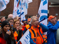 Members of the EVG railway workers rally against the federal transportation minister's decision to found Infrago instead of improving and re...