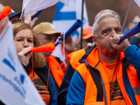 Members of the EVG railway workers rally against the federal transportation minister's decision to found Infrago instead of improving and re...