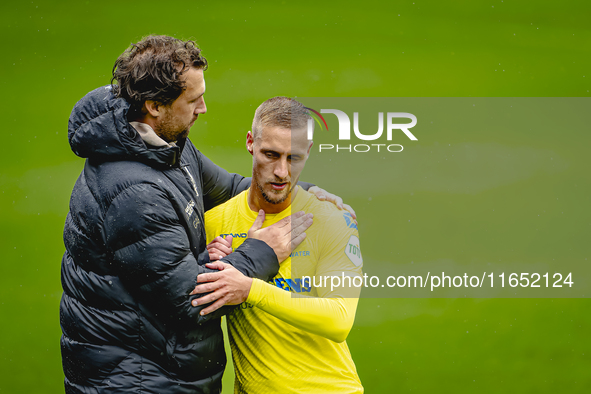 RKC assistant trainer Geert-Arend Roorda and RKC player Sylvester van der Water participate in the friendly match between RKC and Go Ahead E...