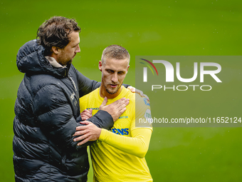 RKC assistant trainer Geert-Arend Roorda and RKC player Sylvester van der Water participate in the friendly match between RKC and Go Ahead E...