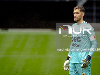 Go Ahead Eagles goalkeeper Jari de Busse participates in the friendly match between RKC and Go Ahead Eagles at the Mandemakers Stadium for t...