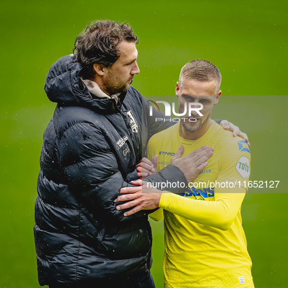 RKC assistant trainer Geert-Arend Roorda and RKC player Sylvester van der Water participate in the friendly match between RKC and Go Ahead E...