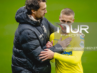 RKC assistant trainer Geert-Arend Roorda and RKC player Sylvester van der Water participate in the friendly match between RKC and Go Ahead E...