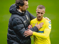 RKC assistant trainer Geert-Arend Roorda and RKC player Sylvester van der Water participate in the friendly match between RKC and Go Ahead E...