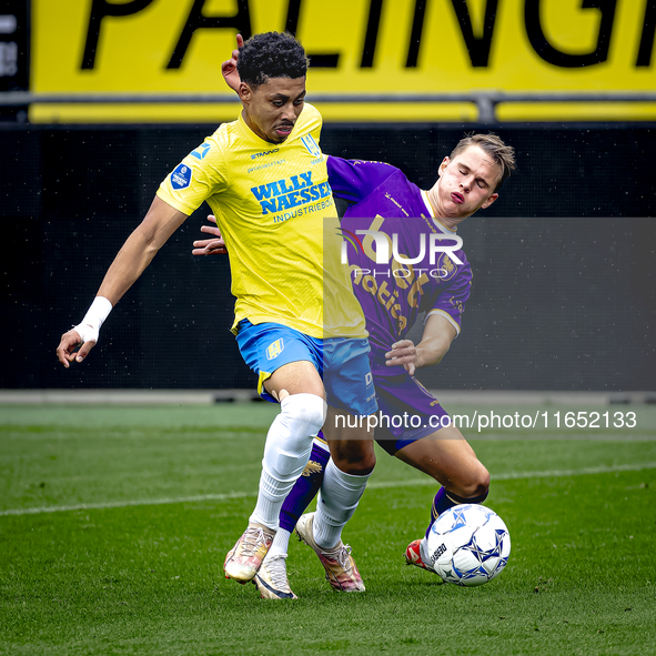 RKC player Richonell Margaret and Go Ahead Eagles player Oliver Valaker Edvardsen participate in the friendly match between RKC and Go Ahead...